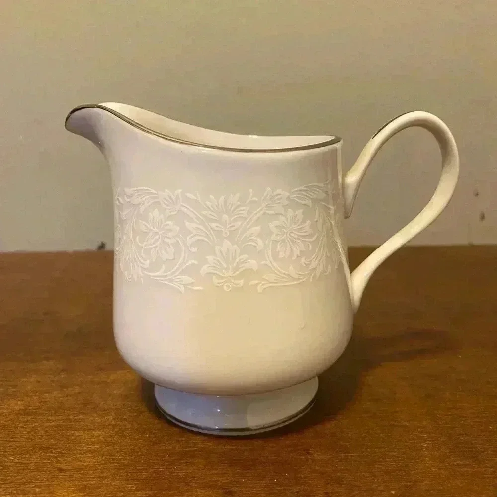 Sugar & Creamer Set White Silver‎ Gracie Fine China Concerto MCM Made in Japan